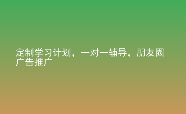  定制學(xué)習(xí)計劃，一對一輔導(dǎo)，朋友圈廣告推廣