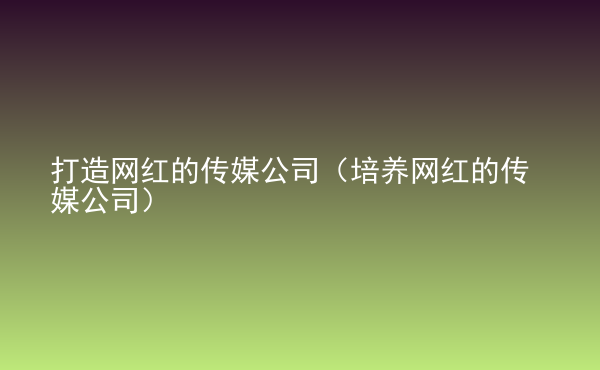  打造網(wǎng)紅的傳媒公司（培養(yǎng)網(wǎng)紅的傳媒公司）