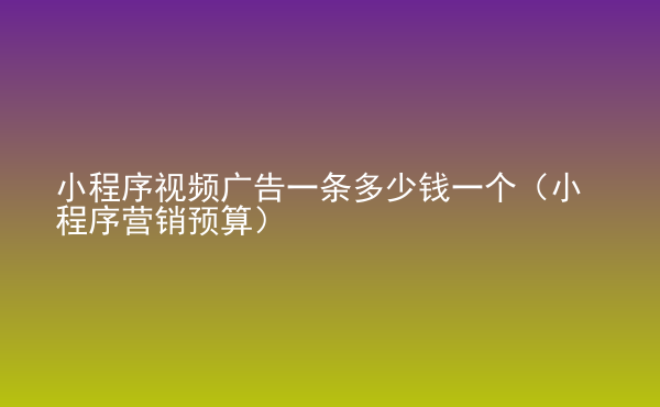  小程序視頻廣告一條多少錢一個（小程序營銷預(yù)算）