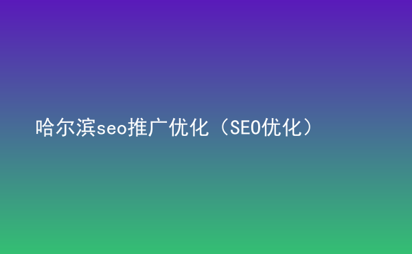  哈爾濱seo推廣優(yōu)化（SEO優(yōu)化）